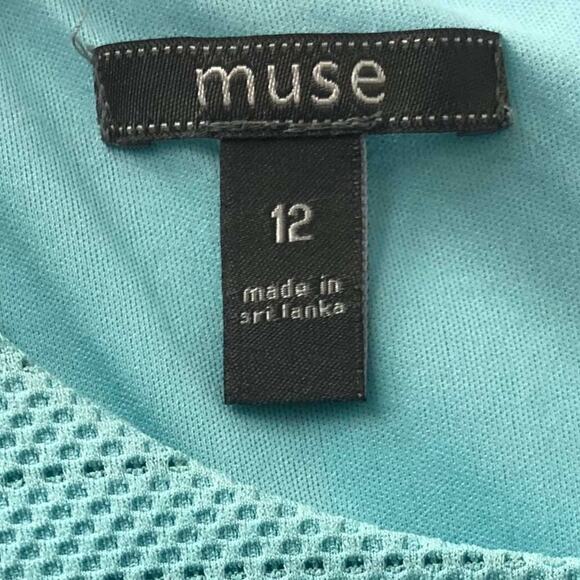 Muse Seafoam Aqua Green Cap Sleeve Sheath Dress size 12 Women's - Picture 4 of 5